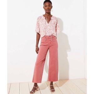 Loft High Waisted Wide Leg Crop Jeans Dusty Pink